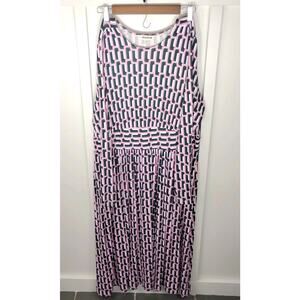 Boden Thea Long Sleeve Jersey Dress Sherbert Falling Geo US 14R Midi